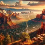 Escena panorámica que muestra la diversidad de Utah, desde los majestuosos acantilados rojos de Zion y las peculiares formaciones de Bryce Canyon hasta el horizonte urbano de Salt Lake City